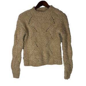 Freshman Tan Knit Fuzzy Sweater Womens Small